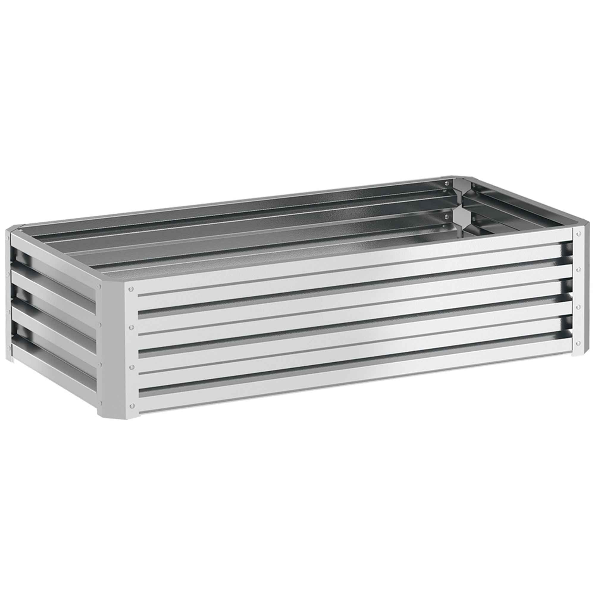 Outsunny Open Bottom Raised Garden Bed with Galvanized Steel Lining, 120x60x30.5 cm, Silver