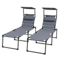 Outsunny set 2 reclining sunburns adjustable height, 70x201.5x45 cm, gray black - Borgè