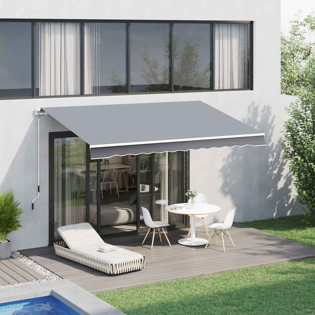 Outsunny 3x2.5m Roller Awning for Doors and Windows, in Aluminum and Anti-UV Polyester, Gray