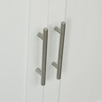 Space-Saving Trolley with Wheels, Solid Wood Kitchen Peninsula: 1 Drawer, 1 Cabinet, 3 Shelves and 4 Wheels, 107.5x48x89 cm