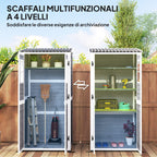 Wooden Garden Shed with Adjustable Shelves, Two Locking Doors and Windows, Grey