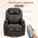 Reclining Massage Chair with 8 Massage Points and 5 Modes, 84x92x109cm, Dark Brown