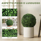 HOMCOM Artificial Boxwood Topiary with 682 Leaves, UV Resistant, Height 42 cm