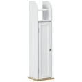 kleankin Narrow Bathroom Cabinet, Space-Saving Bathroom Cabinet with Toilet Paper Holder, Adjustable Shelves, for Laundry Room, Modern, 20x20x80 cm, White