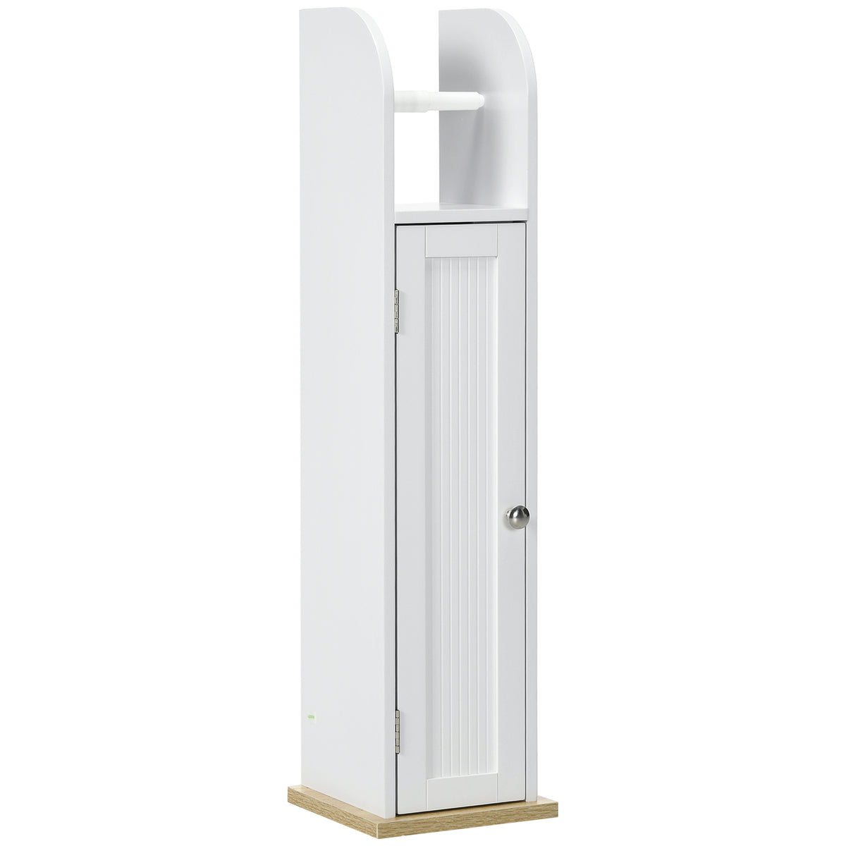 kleankin Narrow Bathroom Cabinet, Space-Saving Bathroom Cabinet with Toilet Paper Holder, Adjustable Shelves, for Laundry Room, Modern, 20x20x80 cm, White