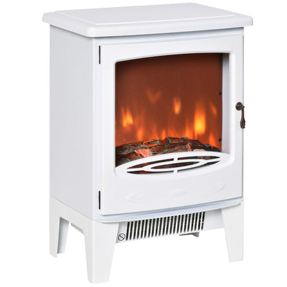 Electric Fireplace with Flame Effect, Adjustable Temperature 900W-1800W, Coverage 15-20m², 39x26x54.8cm, White