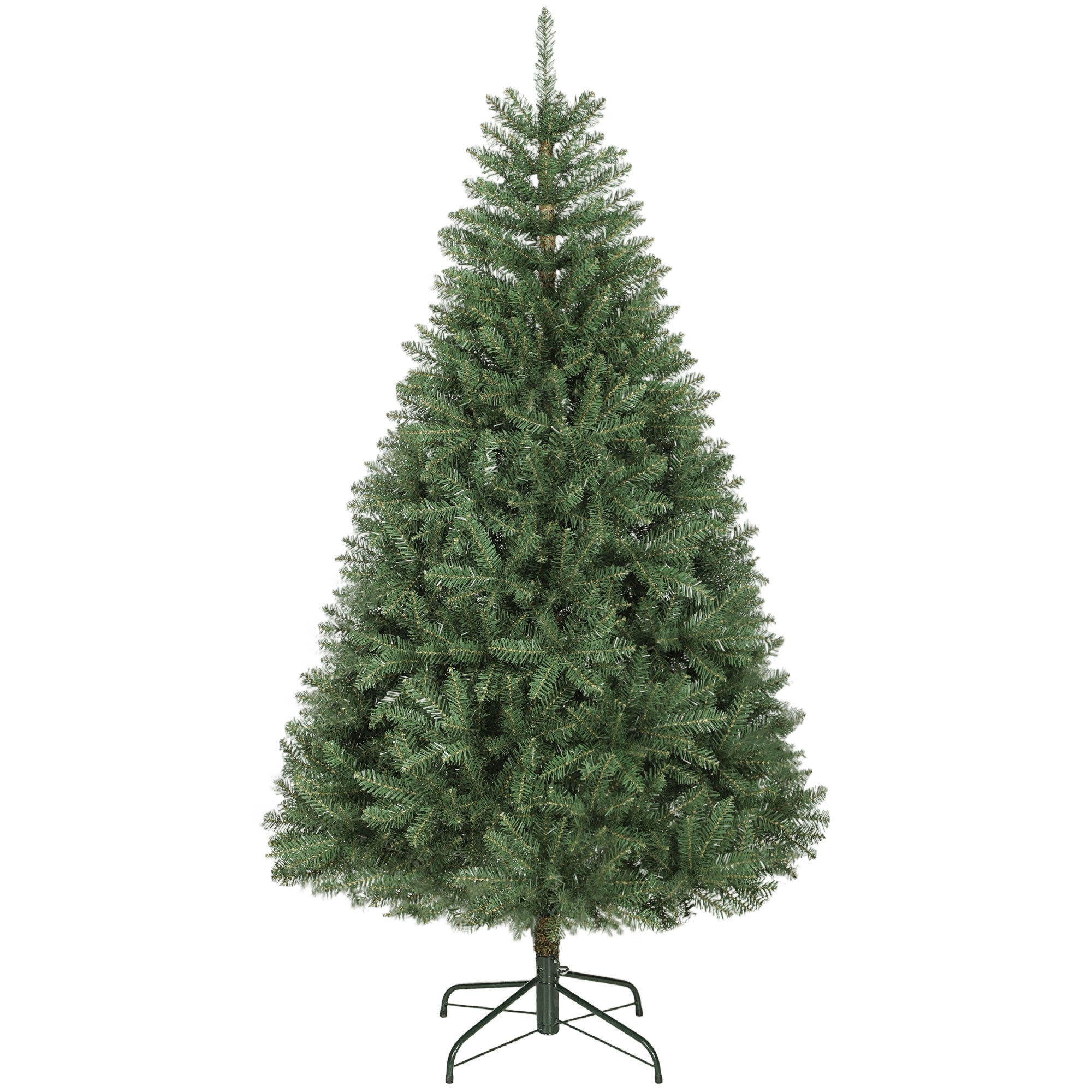180cm Artificial Christmas Tree with Hinged Branches and Folding Metal Base, Green