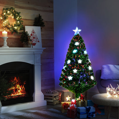 CHRISTMAS TREE - 120cm Artificial Christmas Tree with Fiber Optic and 16 LED Star Lights