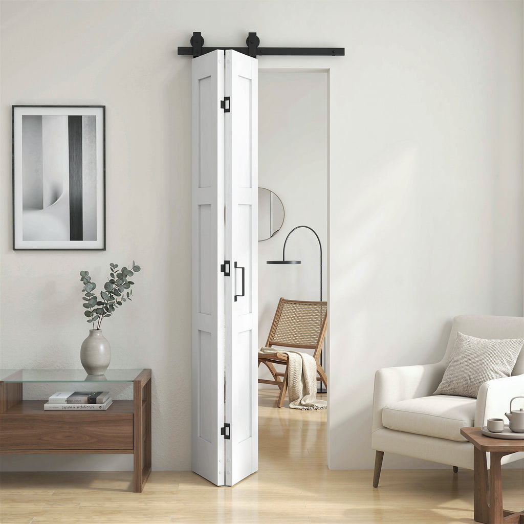 Door 71x213cm, Rustic Style, Assembly Kit, Handle, White Wood Effect.