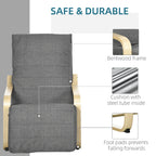 Homcom Relax armchair with 5 -level footrests and birch wood and fabric farm, gray - Borgè