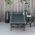 Folding and Padded Camping Cot with Storage Pocket, 188x64.5x53 cm, Gray