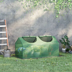 Garden Greenhouse with PE Cover, Stakes and Extended Edges, 120x60x60cm, Green