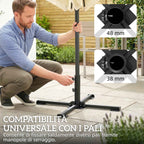 Outsunny Folding Cross Base for 38-48mm Umbrellas, Patio Stand, Dark Grey