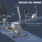 Recumbent Exercise Bike with Adjustable Seat, 8 Resistance Levels and LCD Monitor, 121.5-136x62.5x98cm, Grey