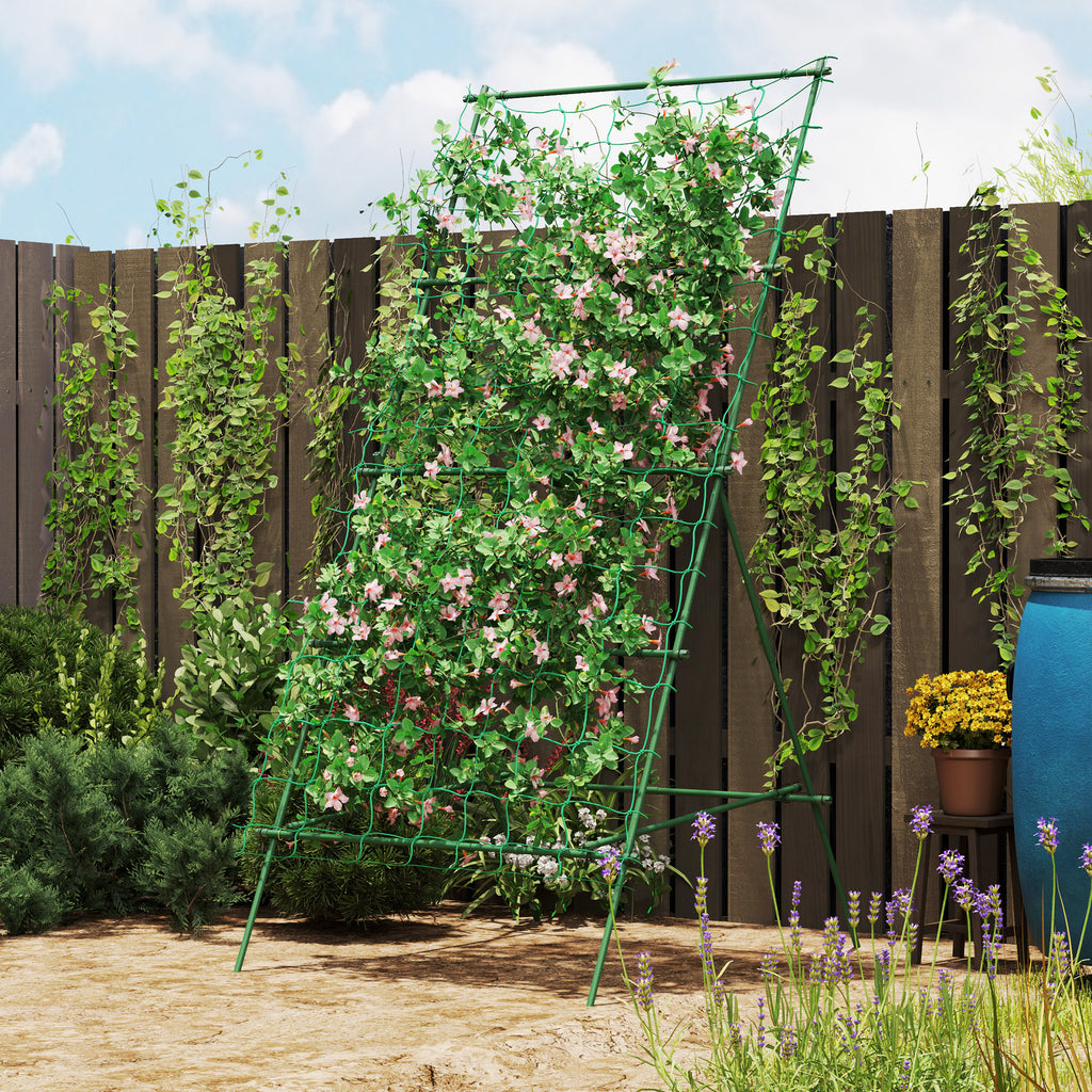 A-shaped Tomato Support with Adjustable Levels with Net, in Steel, PE and PP, 101x133x227 cm, Green