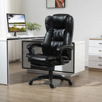 Vinsetto Height Adjustable Office Chair with 6 Massage Points, in Faux Leather, 68.5x68.5x113-121 cm, Black - Borgè