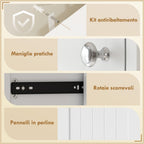 Bathroom Cabinet with Folding Laundry Hamper, Cabinet and 2 Drawers, Wooden, 45x30x171 cm, White