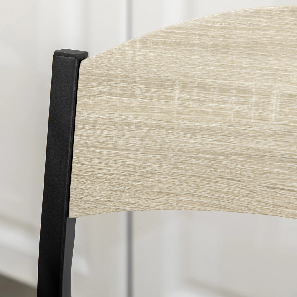 Dining Set with Rectangular Table and 4 Chairs in Steel and MDF, Black and Oak