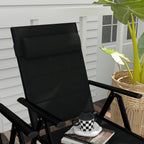 Outsunny set 2 folding chairs with reclining backrest and headrest, aluminum and polyester, 54x67x108 cm, black - Borgè