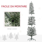 Snowy Christmas Tree with 329 Branches and White LED Lights, in Plastic and Metal, Ø52x180 cm, Green