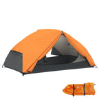 2 Person Camping Tent with 2 Vestibules, 2 Doors, 2 Windows and Carry Bag, 2.8x2.25x1.1 cm, Orange
