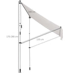 Outsunny 2x1.5m Outdoor Roller Awning with Crank, Adjustable Height and Angle, White