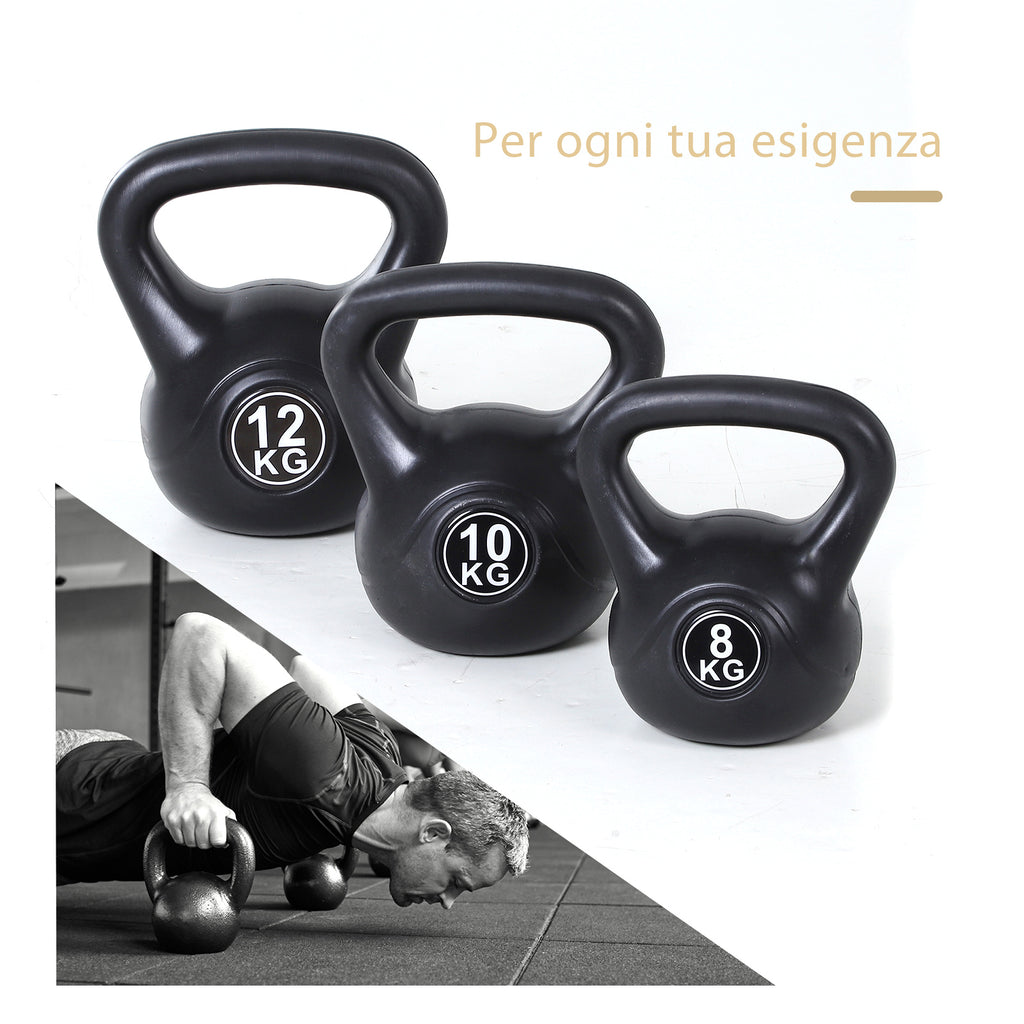 8kg Kettlebell for Sports and Fitness with Flat Base and Handle, Kettlebell Weights for Home Gym Training, 22x17x24 cm, Black