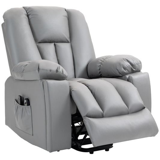 HOMCOM Reclining Lift Chair with 8 Massage Points and Remote Control, in Microfibre, 94x96x106 cm, Gray