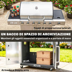 Outsunny Gas Barbecue, 6 Burners, Side Burner, Cast Iron Grill, Cabinet Included.