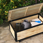 Outsunny 121L container bench with 4 wheel swallows and handles and steel, 100x50x43cm, wooden color - Borgè