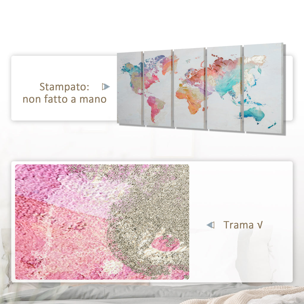 5 Piece Canvas Print for Home and Office 80x40cm , Pine Wood Canvas and Water-Based Paint, Multicolor