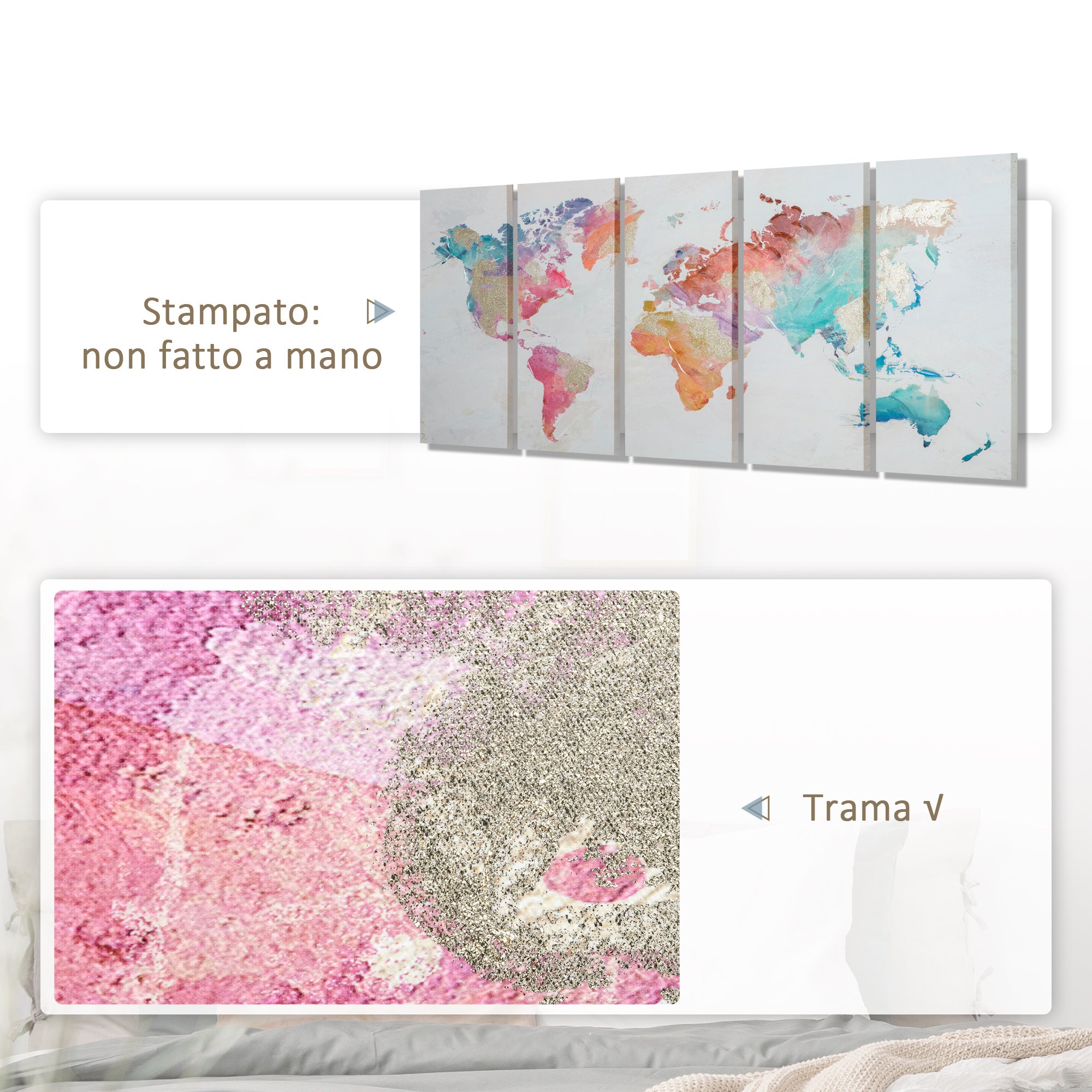 5 Piece Canvas Print for Home and Office 80x40cm , Pine Wood Canvas and Water-Based Paint, Multicolor