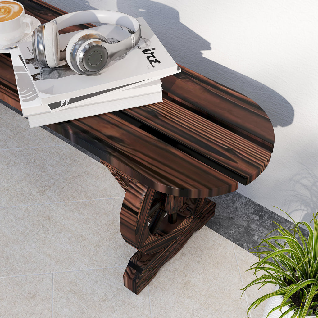 Garden Bench with Wagon Wheel Legs and Slatted Seat, 120x29x39cm, Brown