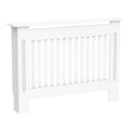Slatted MDF Radiator Cover for Home and Office, 112x19x81 cm, White
