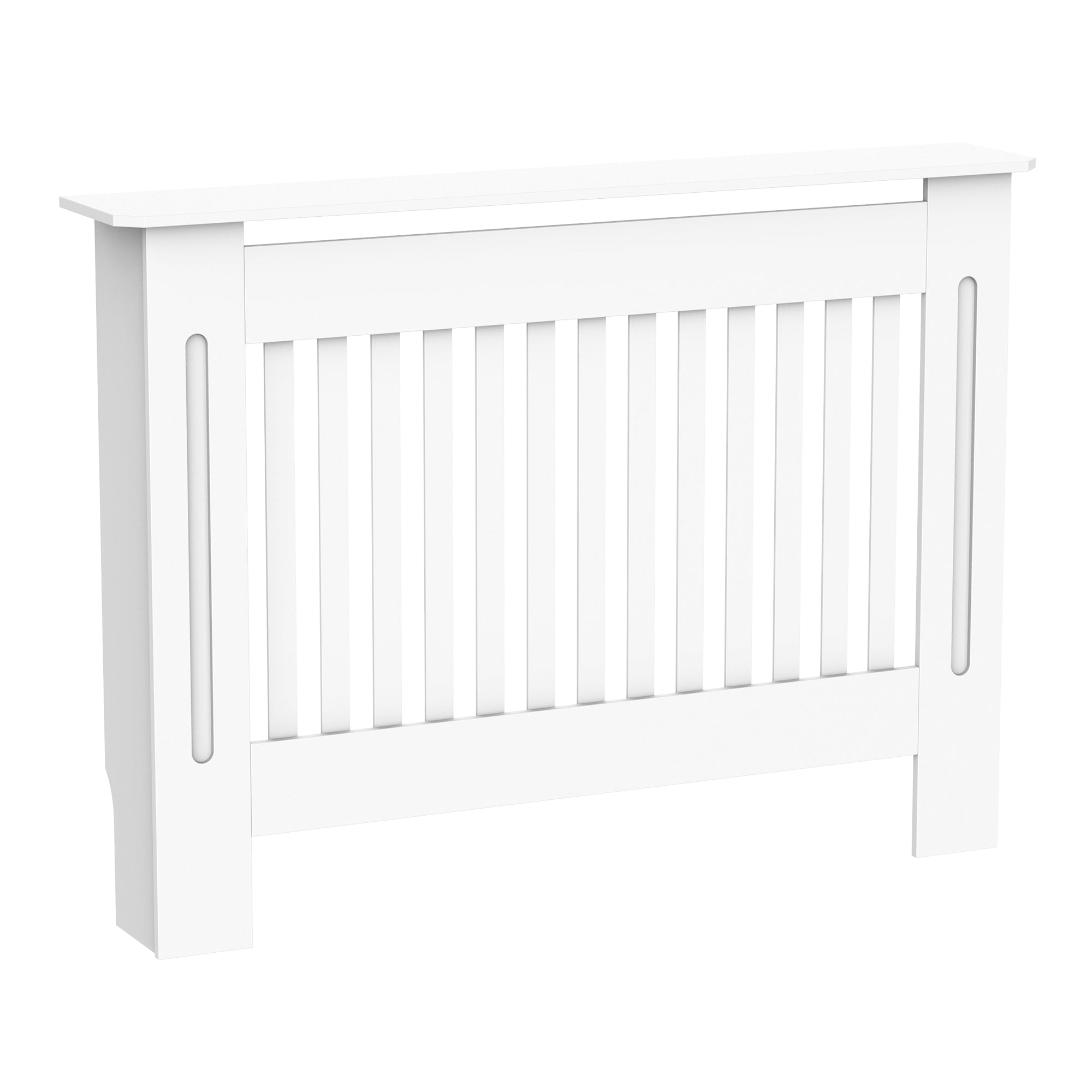 Slatted MDF Radiator Cover for Home and Office, 112x19x81 cm, White