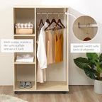 Coat Rack with 3 Shelves and Coat Rail, 80x40x128 cm, Beige