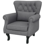 Homcom Vintage Living Room Armchair In Fabric With Lumbar Cushion and Padding, Dark Gray - Borgè