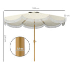 Outsunny 2.7x2.4m Round Garden Umbrella with Crank Handle, Metal and Polyester, Beige