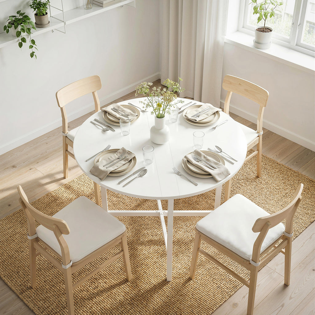 HOMCOM Folding Dining Table, Space-Saving Extendable Table, White