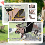 PawHut Folding Dog Stroller with Reflectors, Swivel Wheels, Brakes, and Washable Cushion, Coffee