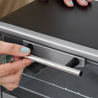 Electric Oven 10L Adjustable Temperature and Timer, Grill and Baking Tray Included, 750W, 36.5x26x22cm, Silver Black - Borgè