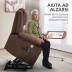 HOMCOM Reclining Lift Chair with Footrest, in Linen Effect Fabric, 87x92x105 cm, Coffee - Borgè