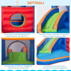 Inflatable Castle for Children 3-8 Years with Slide, Trampoline and Pool, 380x340x170cm - Borge' Group Limited