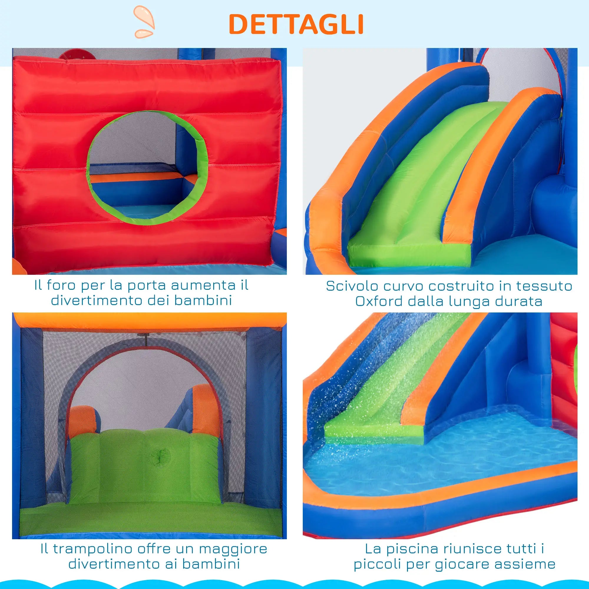 Inflatable Castle for Children 3-8 Years with Slide, Trampoline and Pool, 380x340x170cm - Borge' Group Limited