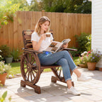 Outsunny Garden Bench Outdoor Chair Solid Wood 1 Seater Carbonized