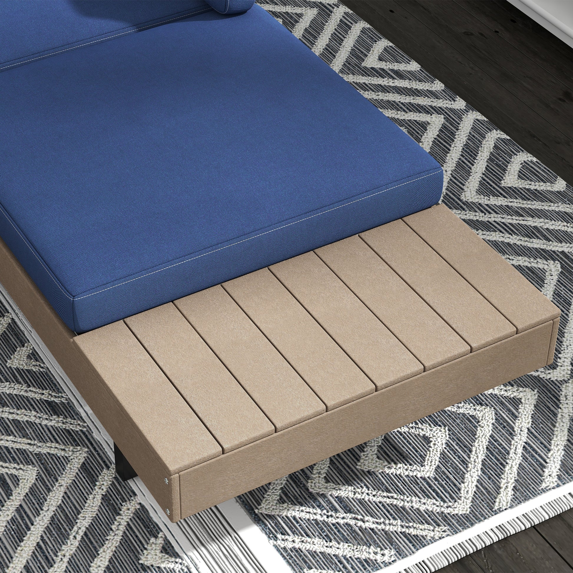 Elegant Garden Outdoor Garden furniture: Blue Corner Sofa & Steel Coffee Table - Borgè