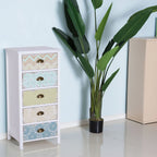 Vintage Chest of Drawers Cabinet with 5 Drawers Shabby Style Bathroom, Entrance, Bedroom 46 × 34 × 97.5cm White