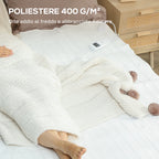 Electric Blanket 160x140 cm with 5 Heat Levels and 2 Independent Control Zones, in White Polyester