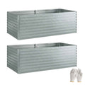 Outsunny Set of 2 Galvanized Metal Raised Garden Beds with Secure Edge, Elevated Vegetable Planter, Silver