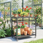 Outsunny Barbecue Cart, 2 Shelves, Pizza Stand, Bag Holder and Hooks, Black.